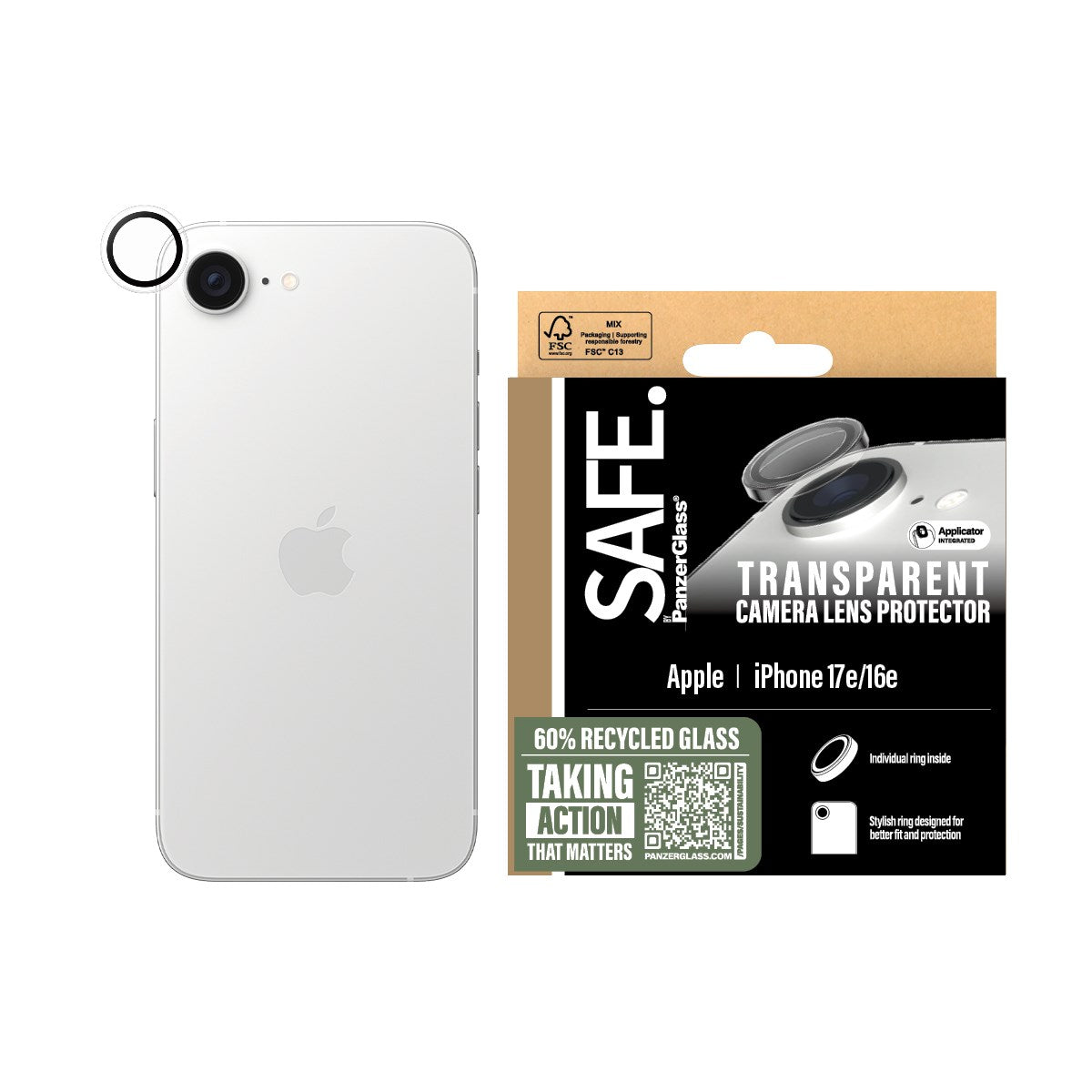 SAFE. by PanzerGlass® Kameralinsebeskytter Transparent iPhone 17e | 16e